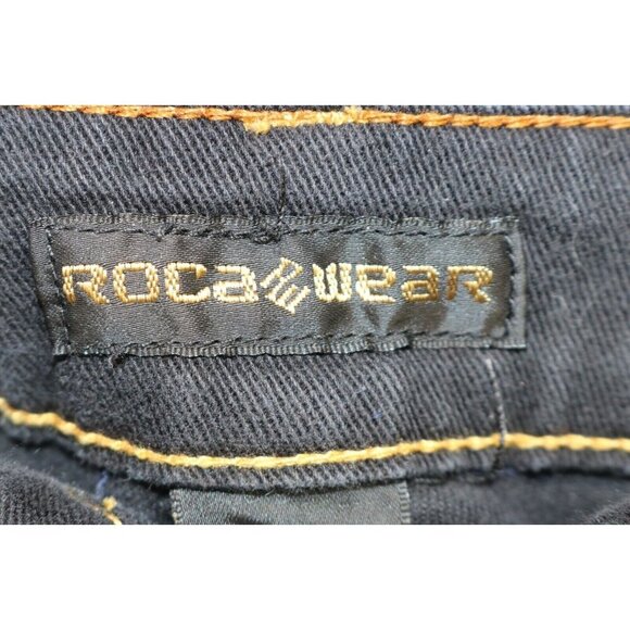 Roca Wear Black Denim Jeans-Embroidered Pockets-Size 18- Boot Cut - Picture 9 of 12